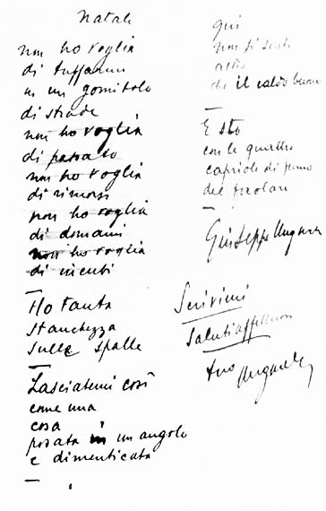 Poesia Di Natale Giuseppe Ungaretti.Natale Di Giuseppe Ungaretti 1916 Archivio16